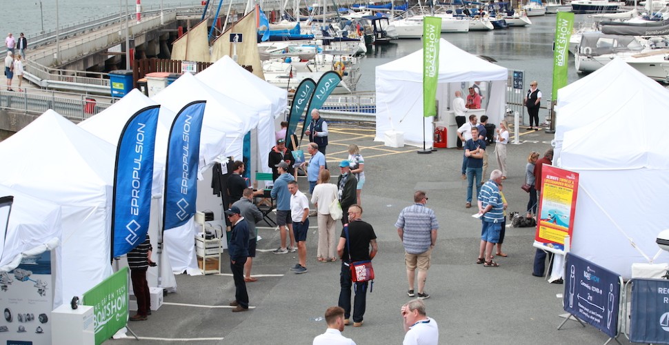 Aerial shot of the Green Tech Boat Show at MDL Marina